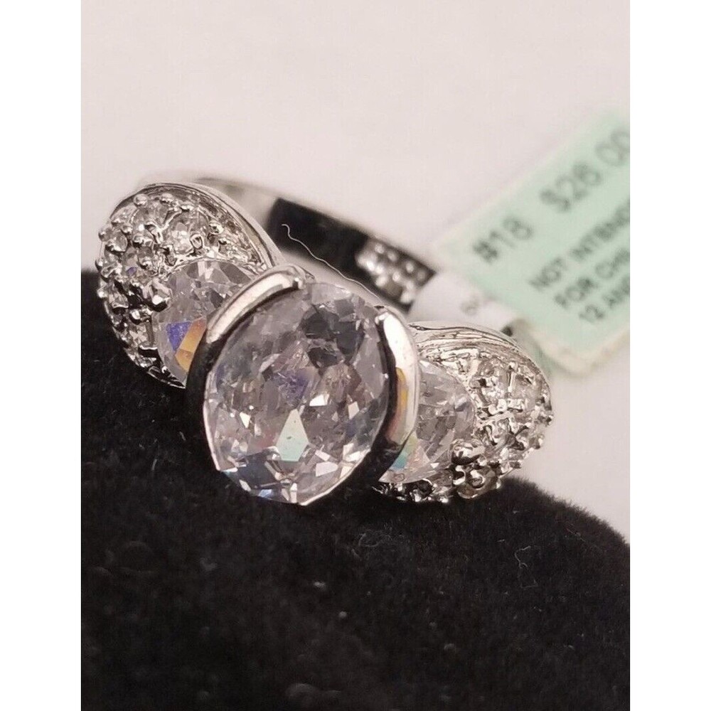 NWT Rhodium Silver CZ Cocktail Ring Size 9 - PSCO ?